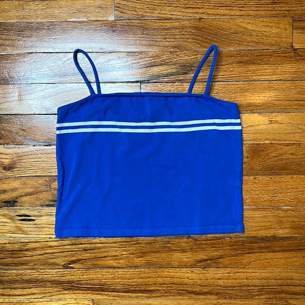 FOREVER 21 Cropped Blue Stripped Tank